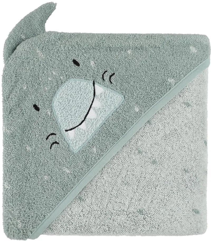 Badcape - Mr. Shark - 75x75cm - 100% Biologisch Katoen - Hooded Towel - Handig formaat van Trixie in Mr. Shark – productfoto