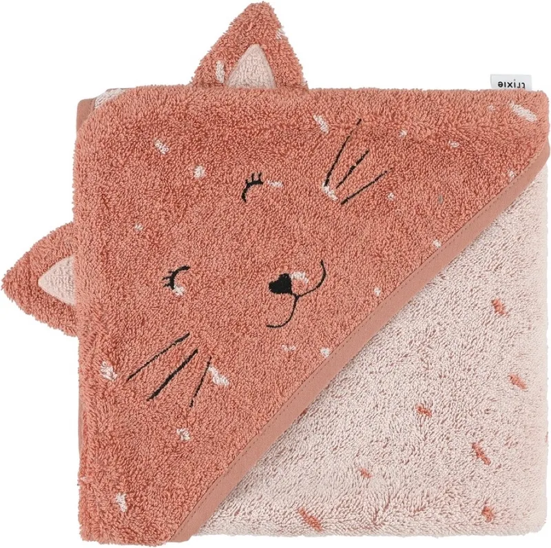 Badcape - Mrs. Cat - 75x75cm - 100% Biologisch Katoen - Hooded Towel - Handig formaat van Trixie in Meerkleurig – productfoto