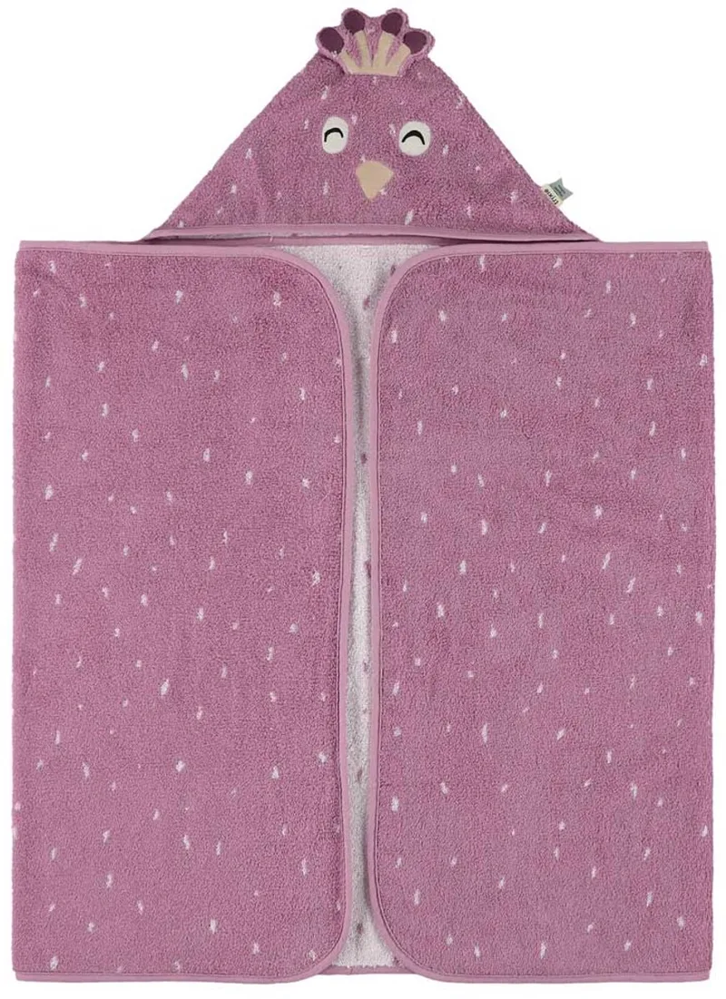 Badcape - Mrs. Peacock - 70x130cm - 100% Biologisch Katoen - Hooded Towel - Handig formaat van Trixie in Mrs. Peacock – productfoto
