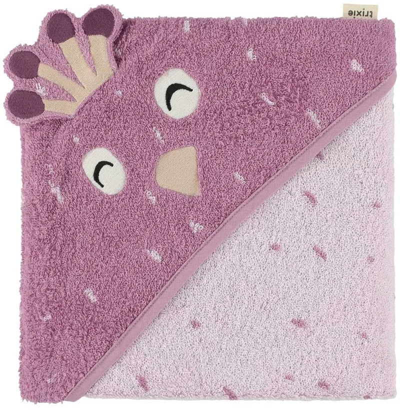 Badcape - Mrs. Peacock - 75x75cm - 100% Biologisch Katoen - Hooded Towel - Handig formaat van Trixie in Mrs. Peacock – productfoto