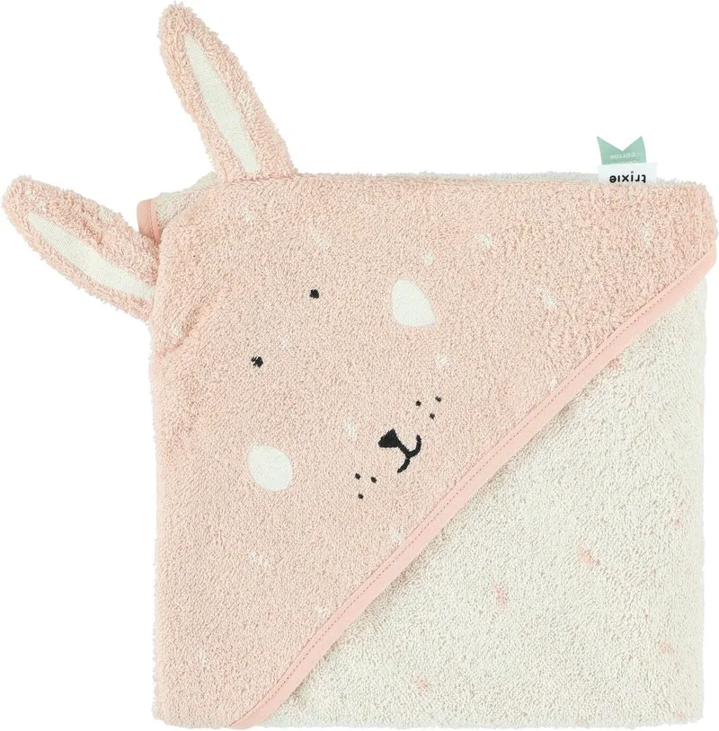 Badcape - Mrs. Rabbit - 75x75cm - 100% Biologisch Katoen - Hooded Towel - Handig formaat de Trixie en Mrs. Rabbit – photo produit