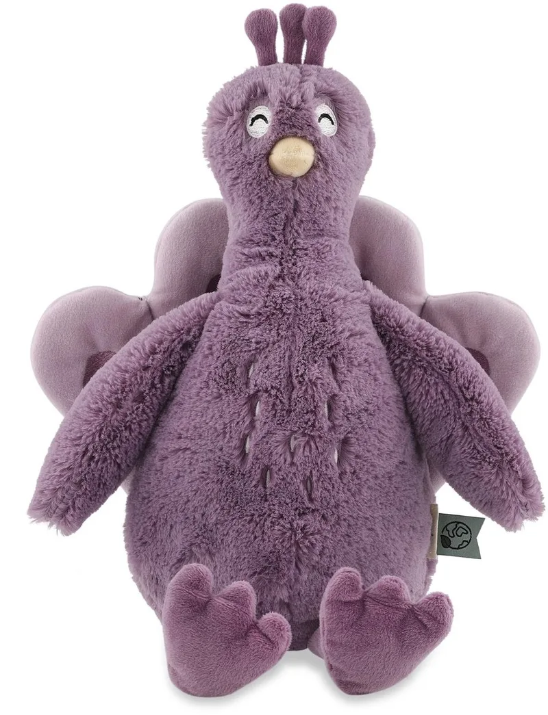 Knuffeldier Mrs. Peacock – Zachte Knuffel van Gerecycleerde Materialen – 25 cm de Trixie en Violet – photo produit