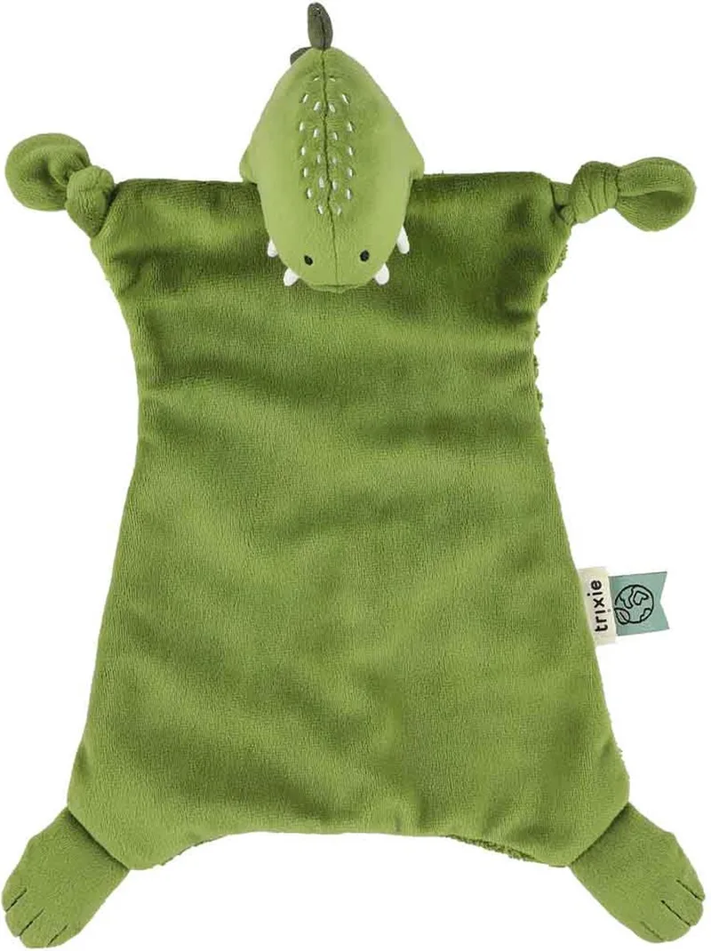 Mr. Dino Knuffeldoekje – Ribfluweel – Met Speenlus - Ideaal als geboortegeschenk by Trixie in Green – product photo