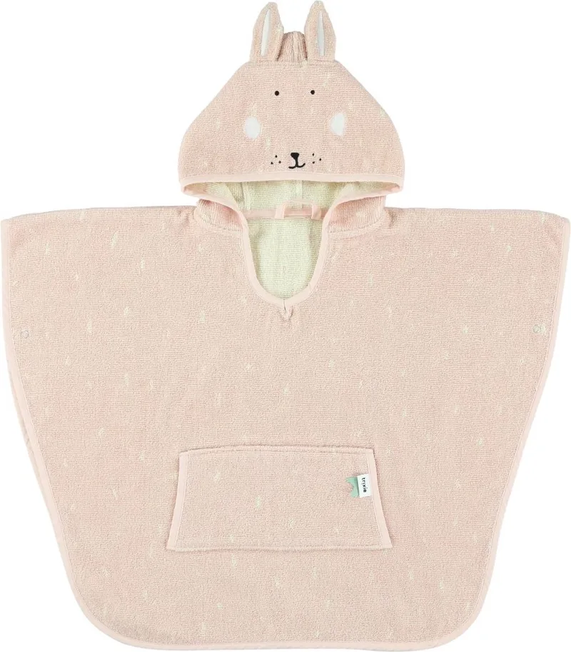 Poncho - Mrs. Rabbit - 100% Biologisch Katoen - Badcape Kind met Capuchon - Met Leuke Details - Roze - Konijn från Trixie i Flerfärgad – produktbild