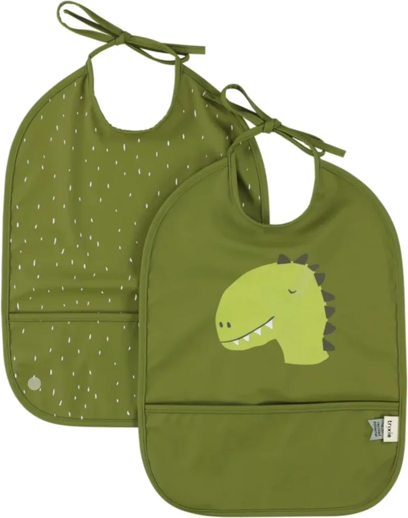 slabbetje afwasbaar 2-pack - Mr. Dino - waterdicht - groen - verstelbaar. de Trixie en Mr. Dino – photo produit