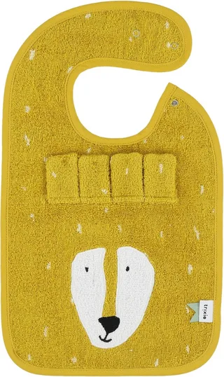 Slabbetje - Mr. Lion - Zachte Badstof - 100% Biologisch Katoen - Met Drukknopjes by Trixie in Yellow – product photo 1 of 4