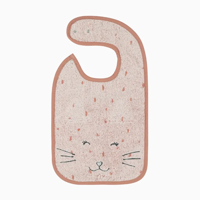 Slabbetje - Mrs. Cat - Zachte Badstof - 100% Biologisch Katoen - Met Drukknopjes by Trixie in Pink – product photo 2 of 4