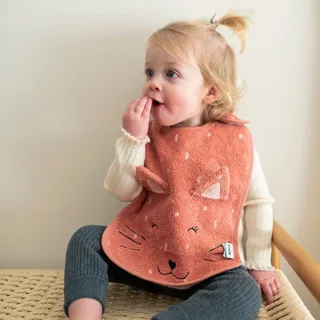 Slabbetje - Mrs. Cat - Zachte Badstof - 100% Biologisch Katoen - Met Drukknopjes by Trixie in Pink – product photo 4 of 4