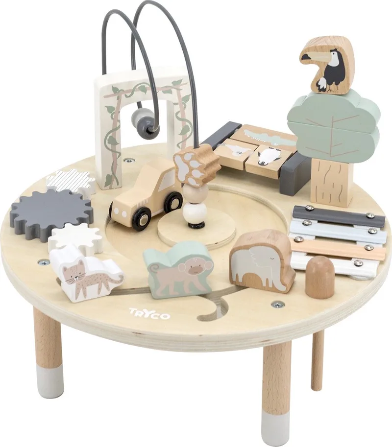 Wooden Activity Table - Houten Activity-Center - Stimuleert Motoriek en Vormherkenning - Vanaf 18 Maanden van Tryco in Meerkleurig – productfoto