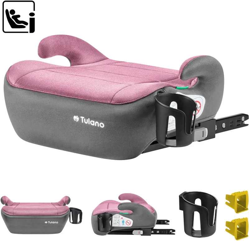 Cabby 30 i-Size Autostoelverhoger met Isofix - Zitverhoger - Kinderzitje 125-150 cm - Roze/Grijs van Tulano in Rose/Grijs – productfoto