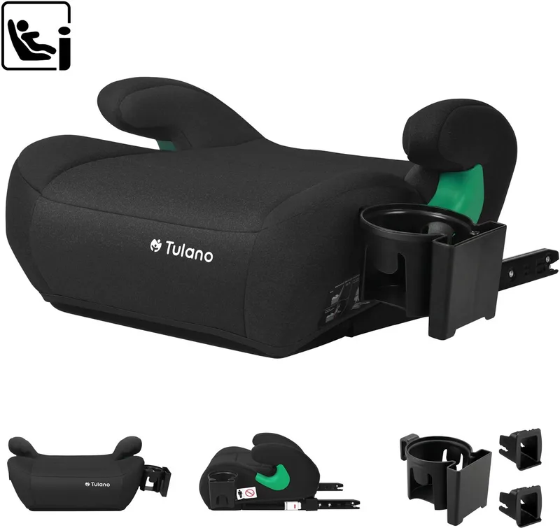 Cabby 35 Isofix Autostoelverhoger met Rugleuning - Zitverhoger - Kinderzitje 125-150 cm van Tulano in Zwart – productfoto