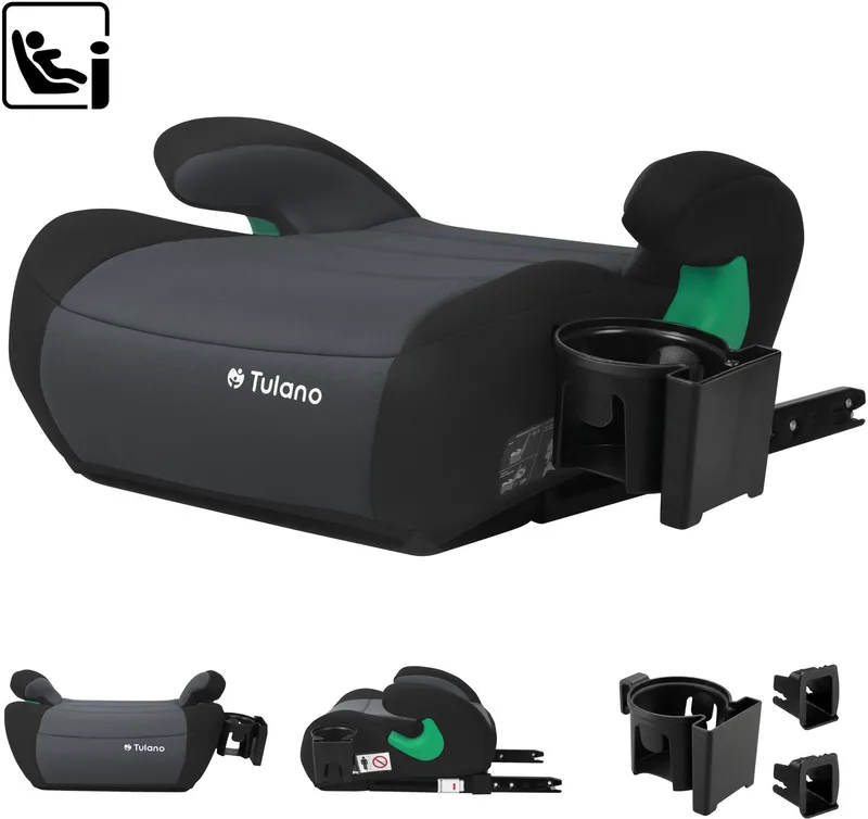 Cabby 35 Isofix Autostoelverhoger met Rugleuning - Zitverhoger - Kinderzitje 125-150 cm by Tulano in Graphite – product photo