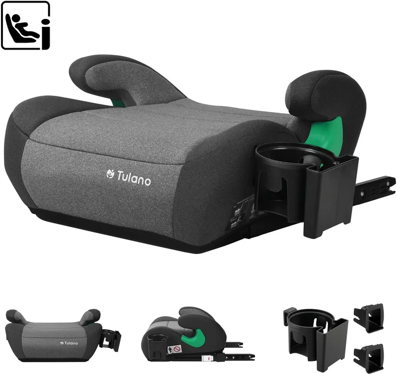 Cabby 35 Isofix Autostoelverhoger met Rugleuning - Zitverhoger - Kinderzitje 125-150 cm van Tulano in Grijs – productfoto