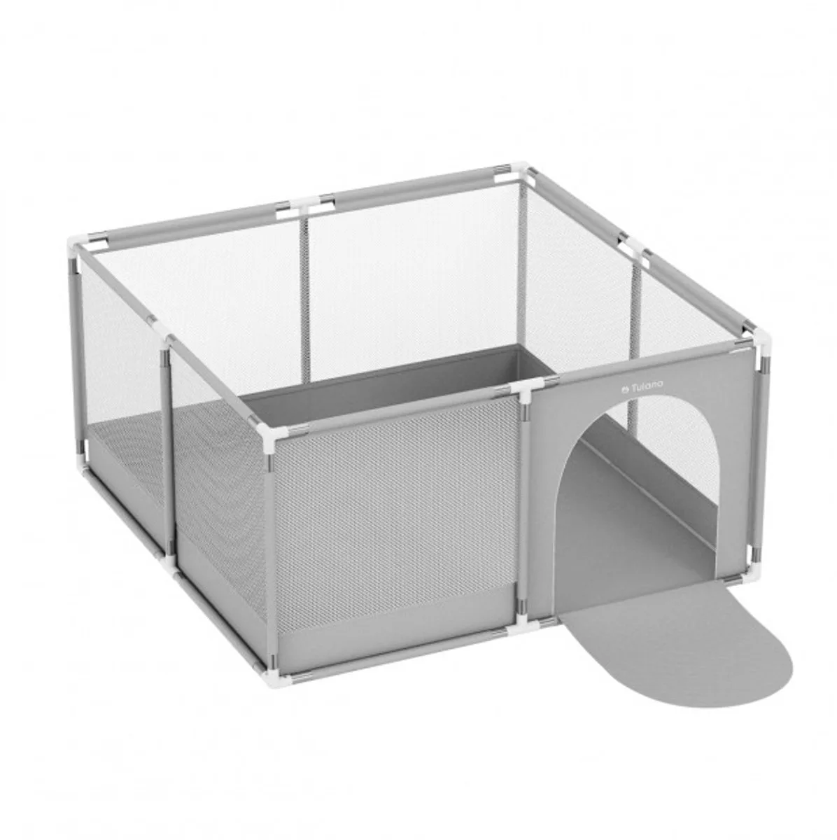 Cozy 20 - Grondbox - Baby box - 130x130cm - voor Thuis en Tuin - Draagtas - 4 rubberen zuignappen in de hoeken van Tulano in Grijs – productfoto