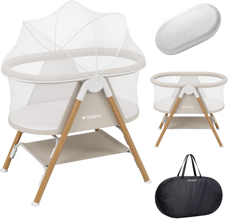 Dream 20 – Reisbedje met wieltjes en muskietennet – Reisbedje van Tulano in Beige – productfoto