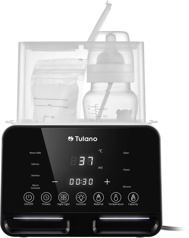 Ellie 45 Dubbele Flessenwarmer - 7-in-1 Baby Flessenwarmer & Sterilisator van Tulano in Wit/ – productfoto