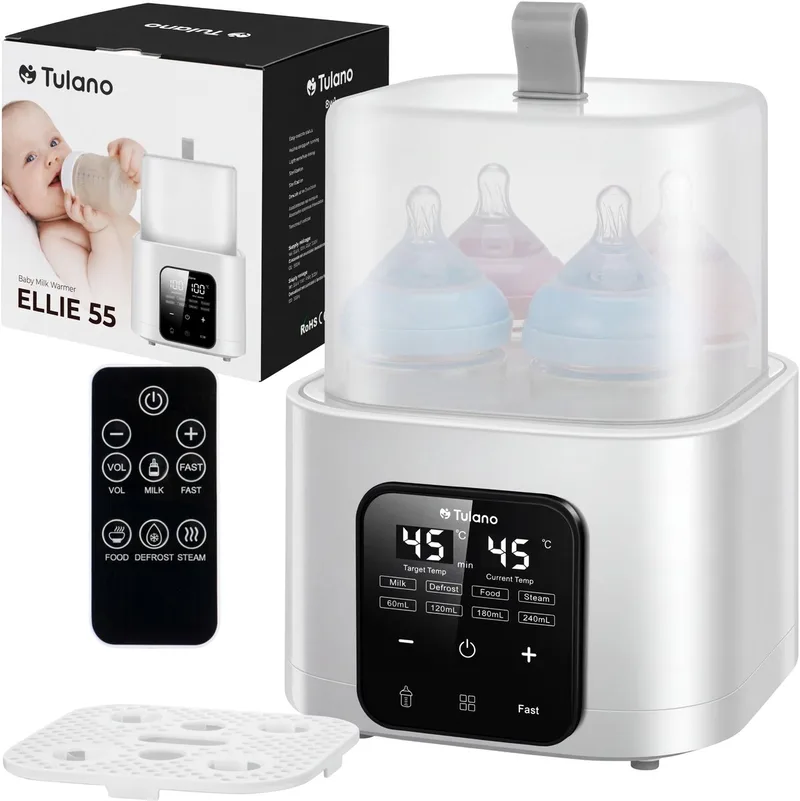 Ellie 55 Flessenwarmer - Baby Flesverwarmer en Sterilisator 8-in-1 - Wit van Tulano in Wit/wit – productfoto