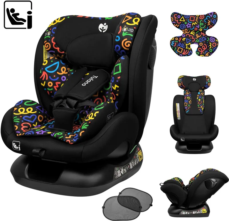 Loom 15 i-Size Autostoeltje vanaf de Geboorte - 40 tot 150 cm - Gordelbevestiging - Black Mono van Tulano in Zwart – productfoto