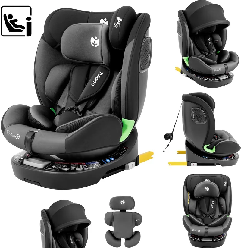 Loom 35 - Kinderautostoel - ISOFIX & Top Tether - RWF (Achterwaarts) - 0-12 jaar - Zwart/Grijs by Tulano in Black – product photo
