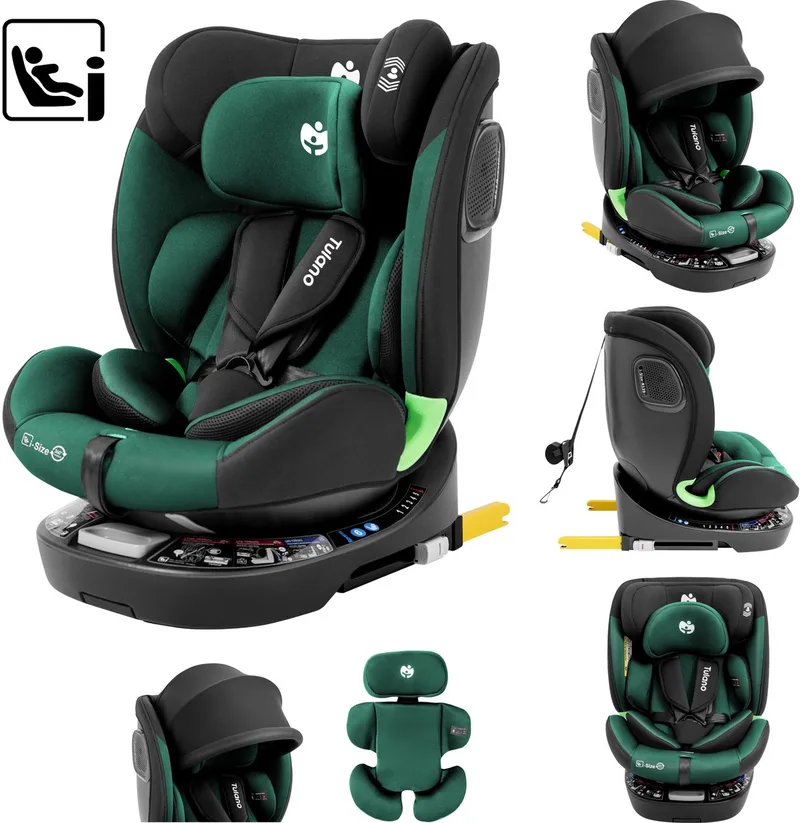 Loom 35 - Kinderautostoel - ISOFIX & Top Tether - RWF (Achterwaarts) - 0-12 jaar von Tulano in Grün – Produktfoto