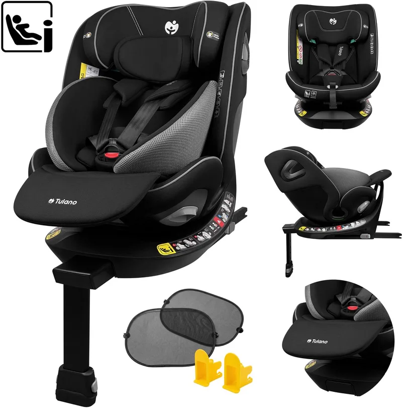 Loom 45 i-Size Autostoel 360° Draaibaar - Meegroeiend Kinderzitje met Isofix (40-150 cm) van Tulano in Zwart – productfoto