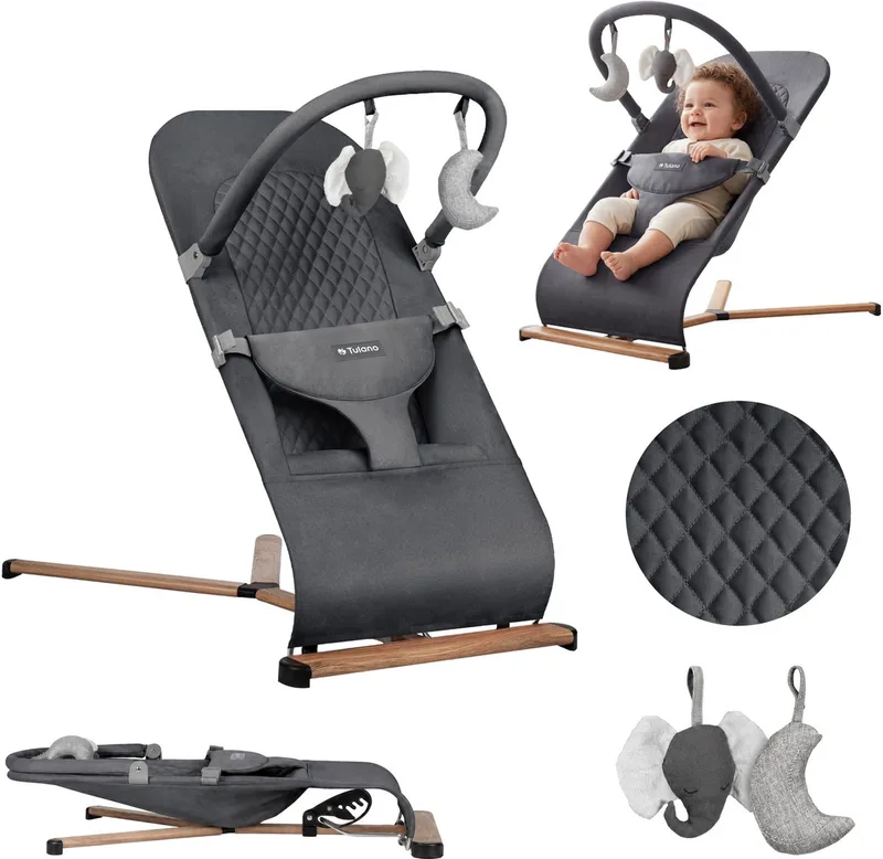 Moon 30 Comfortabel Wipstoeltje - Ergonomische Babywipper by Tulano in Grafiet – product photo