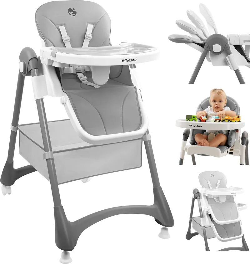 Morsel 30 Meegroei Kinderstoel - Babystoel met Eetblad - Verstelbare Eetstoel - Grijs van Tulano in Grijs Grijs – productfoto