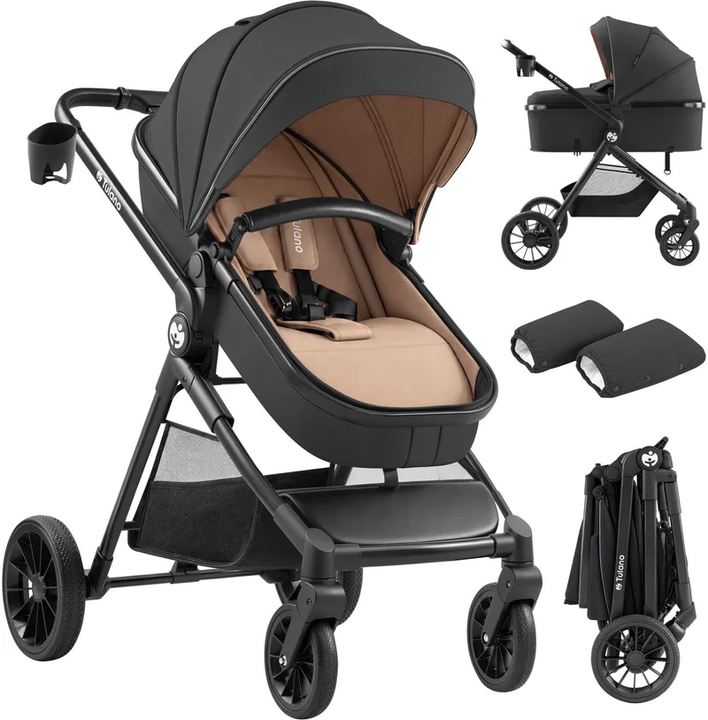 Toledo 35 Kinderwagen 2-in-1 - Met Reiswieg & Zitting - Inklapbaar by Tulano in Black – product photo