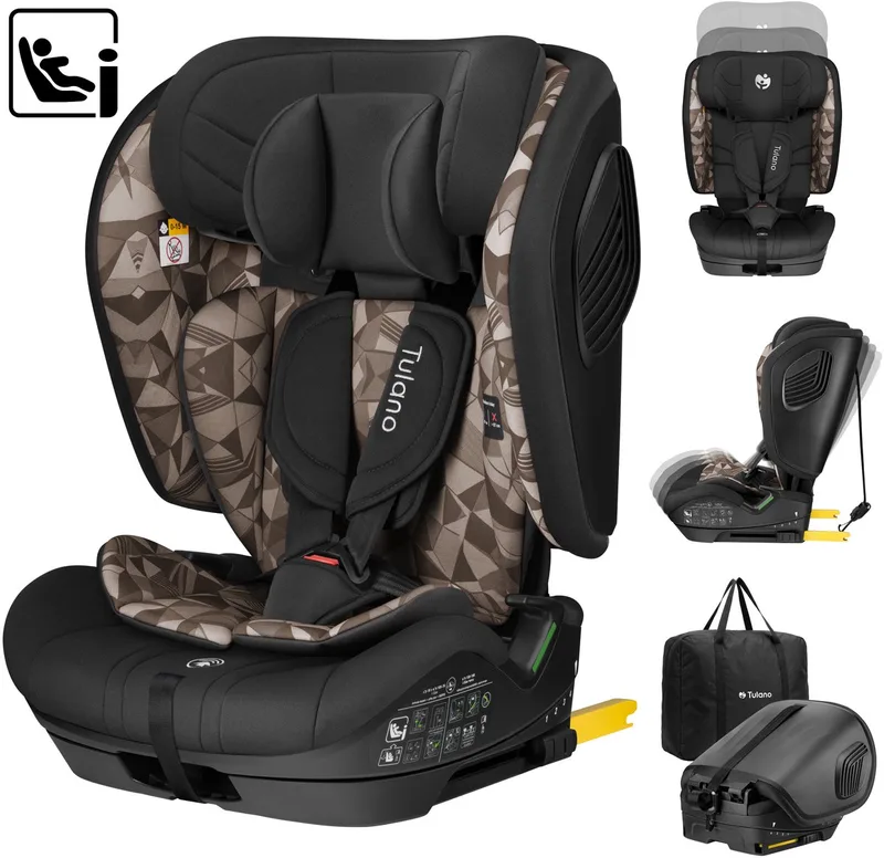 Zooma 55 i-Size Meegroei Autostoeltje - Kinder Autostoel (76-150 cm) van Tulano in Zwart/Taupe – productfoto