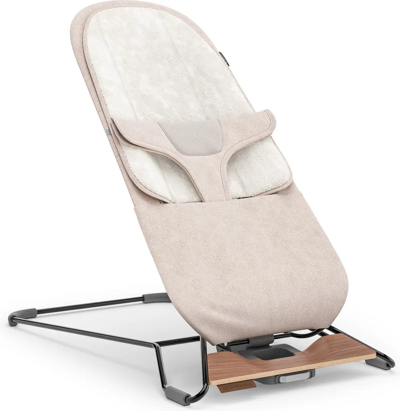 Mira Charlie - Wipstoel - Bouncer - Zwart frame met houten voet - Baby en Peuter - 2-in-1 Schommelstoel - Relax by UPPAbaby in Zand – product photo