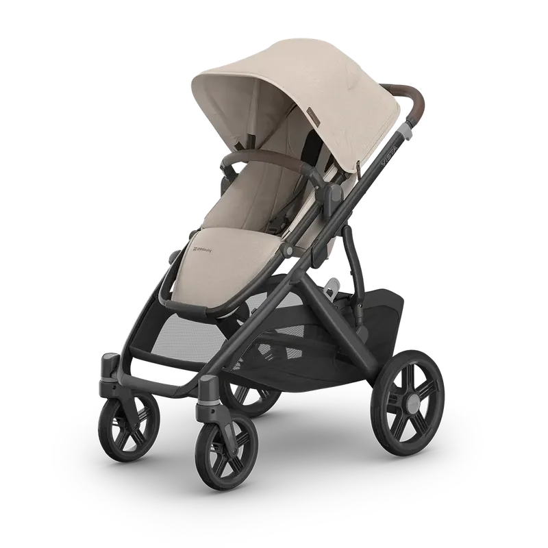 Vista V3 Kinderwagen Ada - Sandstone Mélange - Carbon Frame Met Kastanje Bruin Leer Nieuw: Leverbaar Juli 2026 van UPPAbaby – productfoto