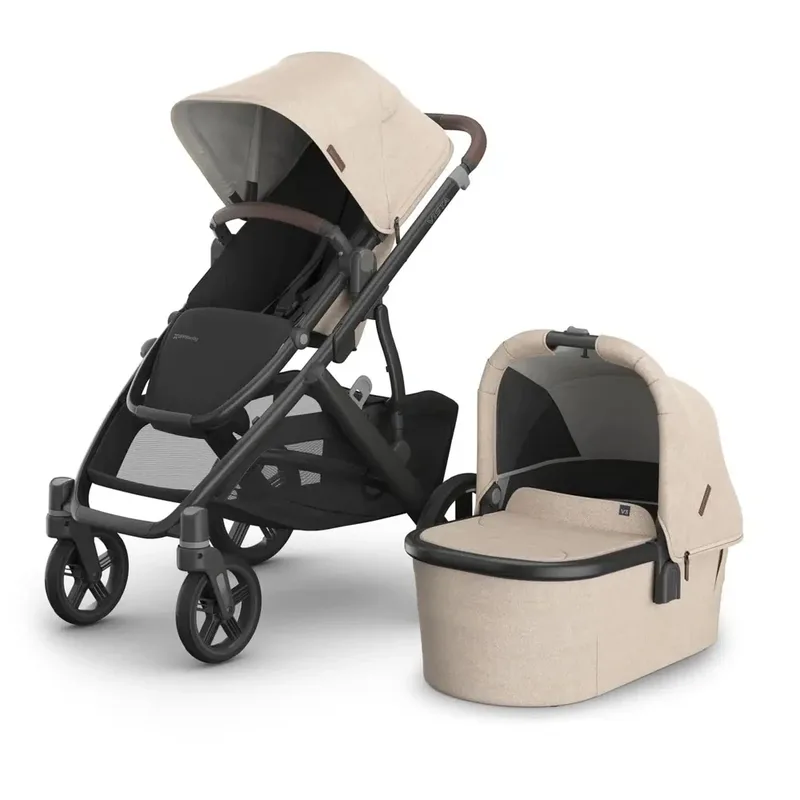 Vista V3 Kinderwagen Liam - Oat - Carbon Frame Met Kastanje Bruin Leer van UPPAbaby – productfoto