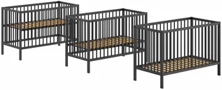 Babybett DINO, ideal für Ihr Kinderzimmer, Made in Europe, Buche massiv, 60/120cm, Liegehöhe 3-fach höhenverstellbar, Buche Nussbaumfarbig van Vipack in Bruin – productfoto 4 van 5