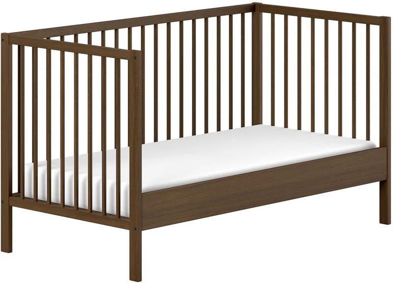 Babybett DINO, ideal für Ihr Kinderzimmer, Made in Europe, Buche massiv, 70/140cm, 3-fach höhenverstellbar, umbaubar, Buche Nussbaumfarbig van Vipack in Bruin – productfoto 3 van 5