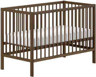Babybett DINO, ideal für Ihr Kinderzimmer, Made in Europe, Buche massiv, 60/120cm, Liegehöhe 3-fach höhenverstellbar, Buche Nussbaumfarbig van Vipack in Bruin – productfoto 3 van 5