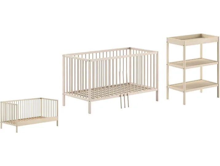 Babymöbel-Set VIPACK Dino ist das ideale Start Set für Ihr Kind aus massiver Buche , beige (natur), ohne Matratze, B/H: 70cm x 140cm, Schlafzimmermöbel-Sets, Baby-/Juniorbett u. Wickelregal inkl. wahlweise in 3 Farben erhältlich by Vipack – product photo