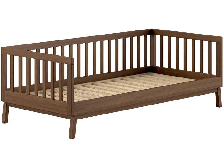 Daybett VIPACK Sesan, mit Sprossenumrandung in zeitlosem Design , braun (nussbaum, nussbaum), Daybetten, Liegefläche B/L: 90cm x 200cm Betthöhe: 28cm, kein Härtegrad, ohne Matratze, universell einsetzbar, wahlweise zwei Ausführungen, B:95,7cm H:70cm L:205 van Vipack – productfoto