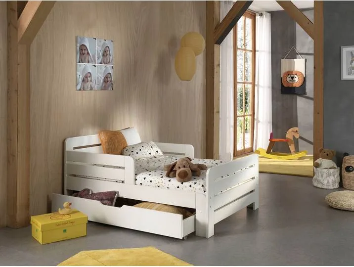 Einzelbett VIPACK, weiß, B:95cm H:60cm L:205cm, Bezugsstoff: 59% Polyester, 41% Polypropylen, Betten, Kinderbett, Länge 140 bzw. 160 und 200 cm, in Weiß oder Grau lackiert van Vipack – productfoto
