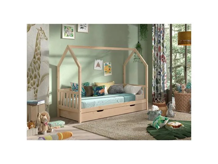 Hausbett, Kiefer, Holz, Kiefer, massiv, Höhe ca. 17 cm, 90x200 cm, Kinderzimmer & Jugendzimmer, Kindermöbel, Kinderbetten, Hausbetten från Vipack – produktbild