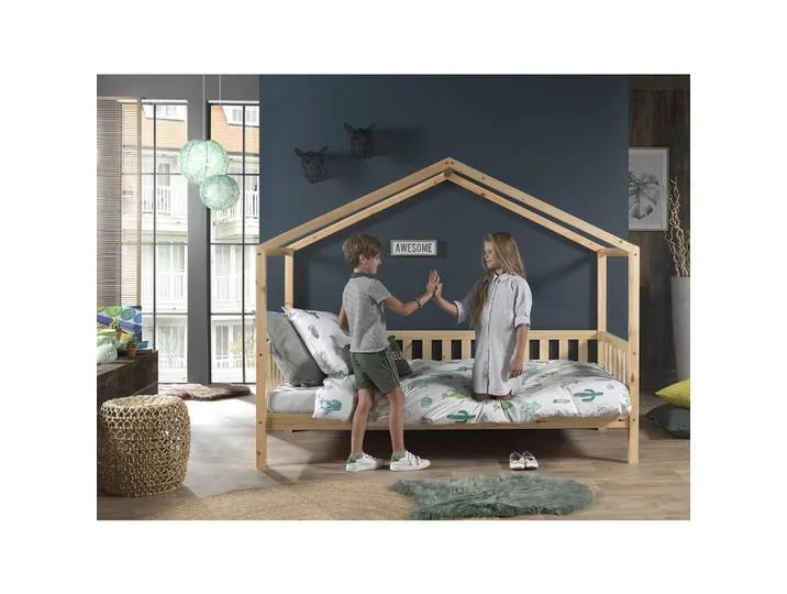 Hausbett, Natur, Holz, Kiefer, 90x200 cm, Kinderzimmer & Jugendzimmer, Kindermöbel, Kinderbetten, Hausbetten van Vipack – productfoto