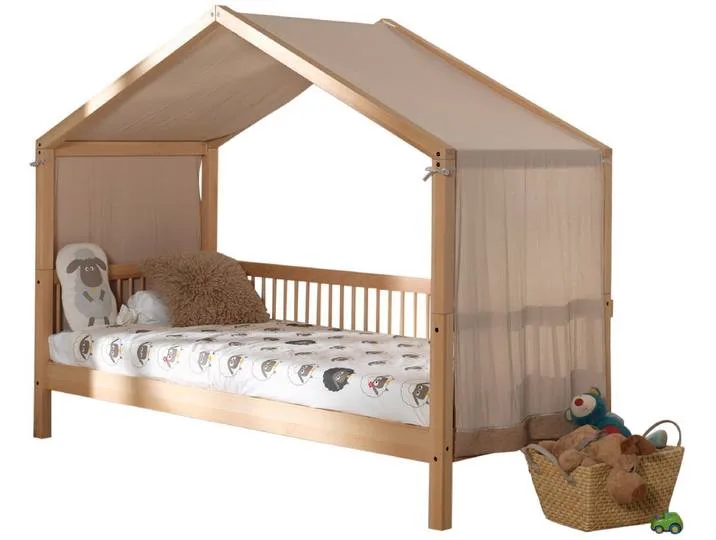Hausbett VIPACK Forrest mit hochwertiger und stabiler Verarbeitung, Made in Europe , braun (buche natur, buche natur, buche natur), B:97,5cm H:170cm L:207,5cm, Betten, wahlweise ohne oder mit Textilhimmel oder Rausfallschutz van Vipack – productfoto