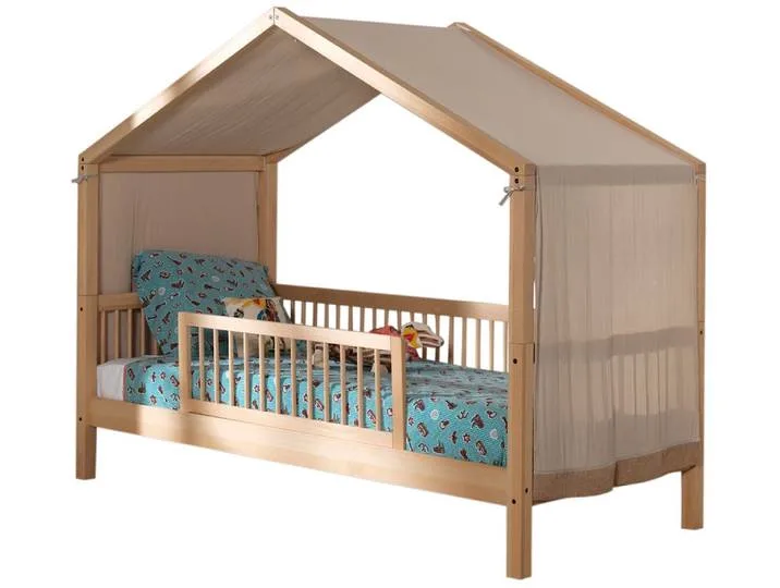 Hausbett VIPACK Forrest mit hochwertiger und stabiler Verarbeitung, Made in Europe , beige (buche natur, buche natur, buche natur), B:97,5cm H:170cm L:207,5cm, Betten, wahlweise ohne oder mit Textilhimmel oder Rausfallschutz van Vipack – productfoto