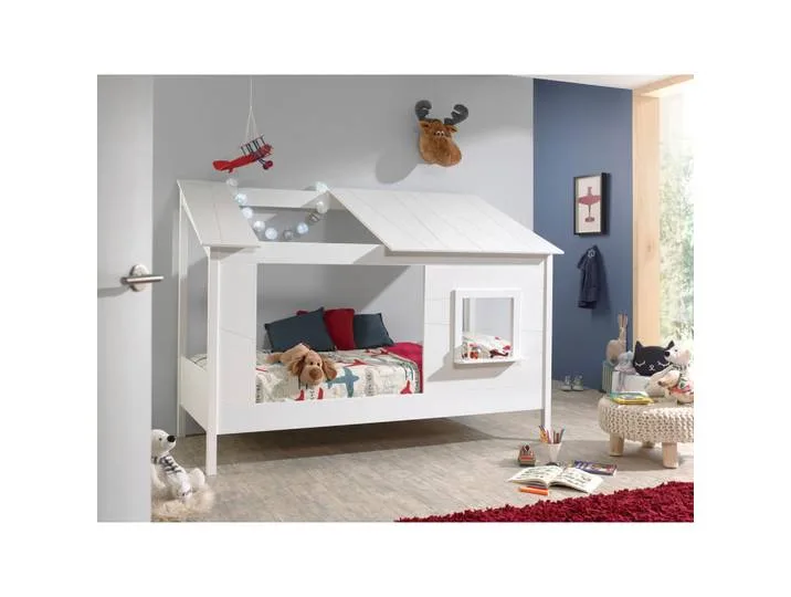 Hausbett, Weiß, 90x200 cm, Kinderzimmer & Jugendzimmer, Kindermöbel, Kinderbetten, Hausbetten van Vipack – productfoto