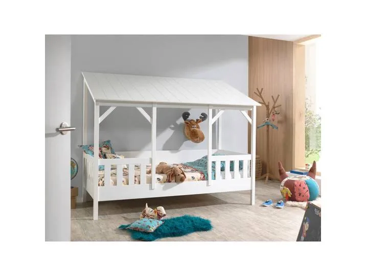 Hausbett, Weiß, 90x200 cm, Kinderzimmer & Jugendzimmer, Kindermöbel, Kinderbetten, Hausbetten van Vipack – productfoto