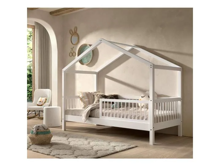 Hausbett, Weiß, Holz, Buche, massiv, 90x200 cm, Kinderzimmer & Jugendzimmer, Kindermöbel, Kinderbetten, Hausbetten van Vipack – productfoto