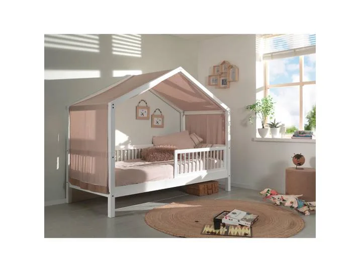 Hausbett, Weiß, Holz, Buche, massiv, Uni, 90x200 cm, Kinderzimmer & Jugendzimmer, Kindermöbel, Kinderbetten, Hausbetten från Vipack – produktbild