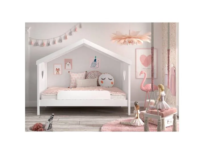 Hausbett, Weiß, Holz, Kiefer, 90x200 cm, nicht verstellbar, Kinderzimmer & Jugendzimmer, Kindermöbel, Kinderbetten, Hausbetten van Vipack – productfoto
