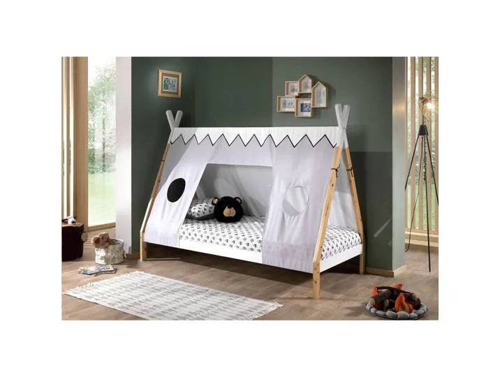 Hausbett, Weiß, Kiefer, Holz, Kiefer, 90x200 cm, nicht verstellbar,Himmelfunktion, Kinderzimmer & Jugendzimmer, Kindermöbel, Kinderbetten, Hausbetten fra Vipack – produktbillede