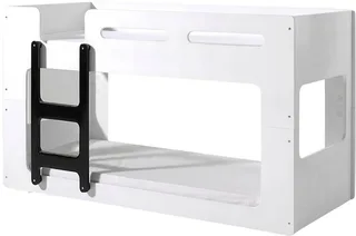 Hochbett Luca, Liegefläche oben 90/200, moderne zeitlose Optik (B/H/T ca. 209x121x101cm, MDF lackiert, Leiter schwarz) inkl. Bodenplatten für die Matratzen mit Abstand für Belüftung van Vipack in Wit – productfoto 2 van 4