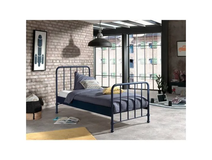 Eenpersoonsbed Bronxx Metaal 90x200 - Mat Blauw Denim van Vipack – productfoto